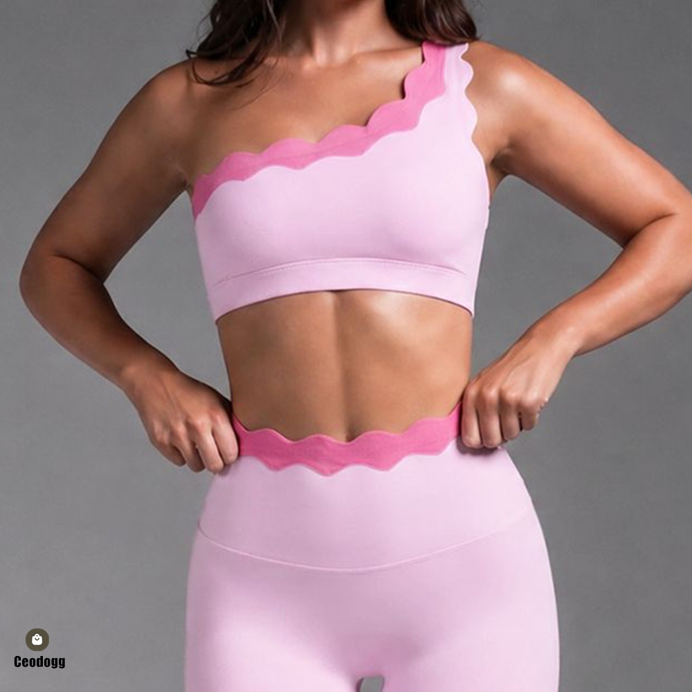 Pilates Yoga Top - Diagonal Shoulder Yoga Bra Petal Silhouette